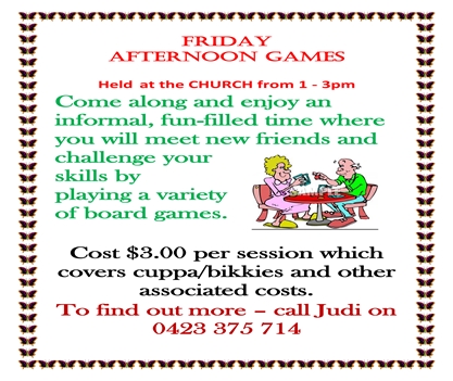 Friday Afternoon Games - Click for Flyer